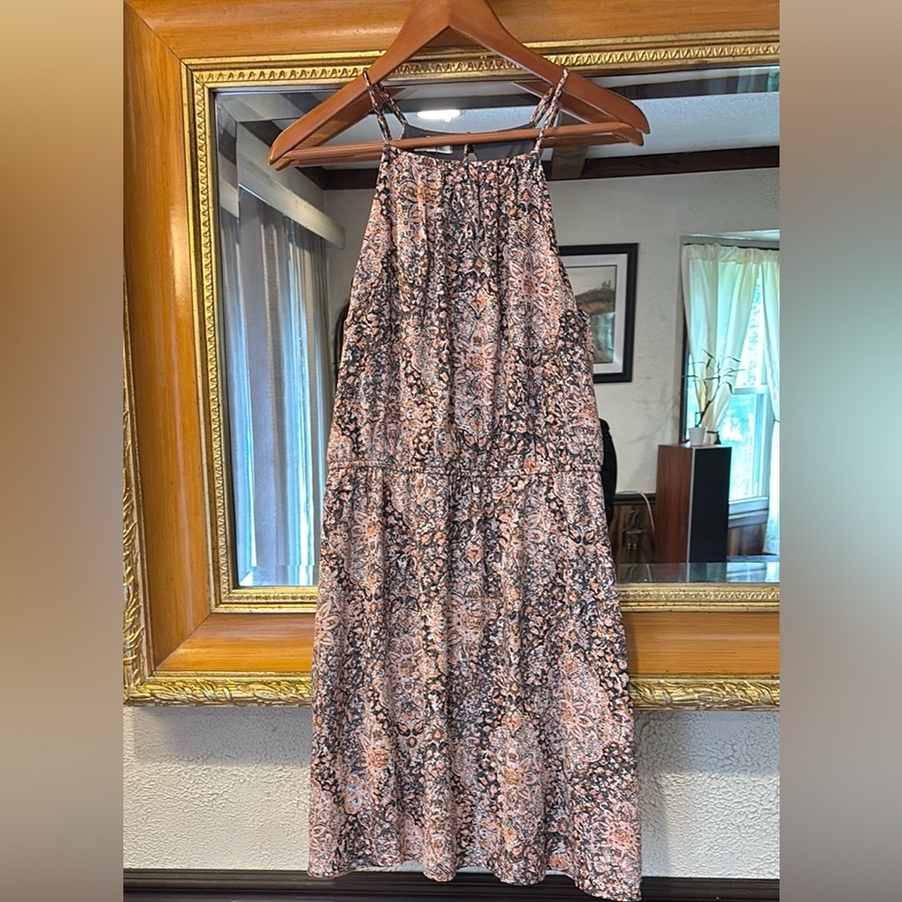 Maurices Gray Floral Elastic Waist Dress - Size M